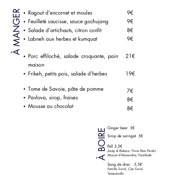 Menu du midi du jeudi 1 mai
